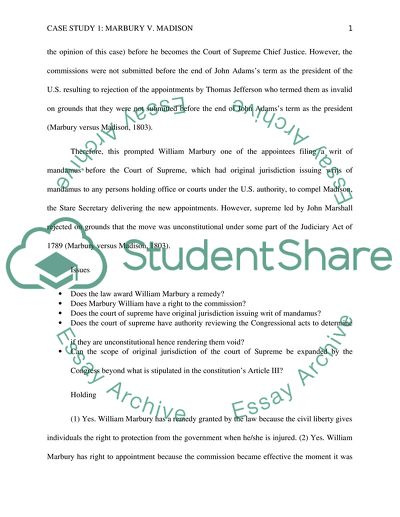 Marbury vs Madison - Essay - words marbury vs madison essay