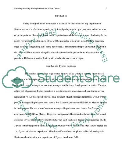 Hiring Process for a New Office