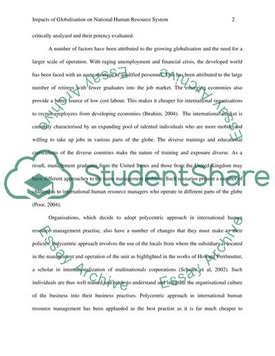 Impacts of Globalisation on National Human Resource System