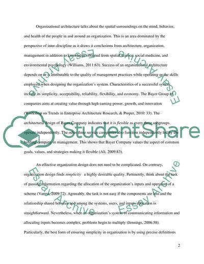 Companys Organizational Architecture - Bayer Company