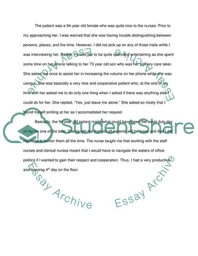 Working with the nurse in charge