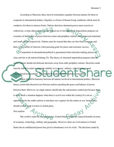 Idealism, Realism, Marxism and Neo-Realism Theories