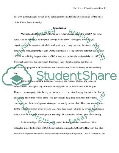 Rationalized Briefing of Park Plaza Urban Renewal Plan