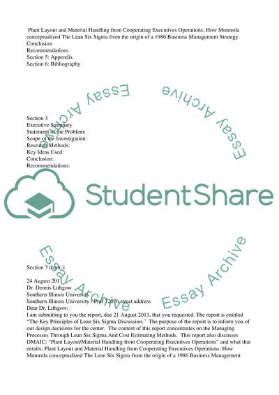 Managing Processes Through Lean Six Sigma And Cost Estimating Methods
