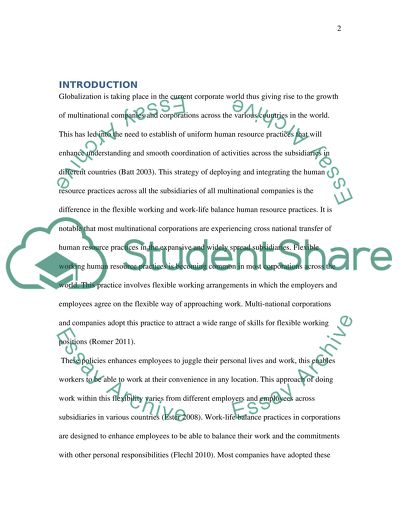 Whether Differences in Flexible Working Practices Constitute a Barrier to Multinational Corporations