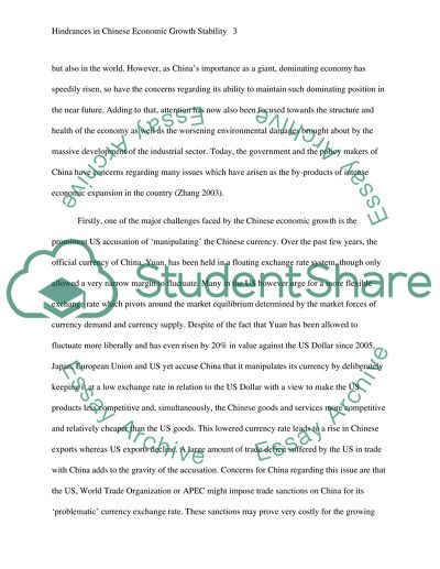 Hindrances in Chinese Economic Growth Stability