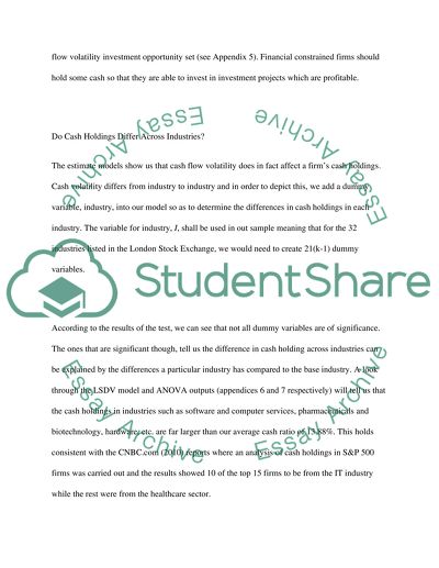 Financial Constraints Affecting on Cash Holdings