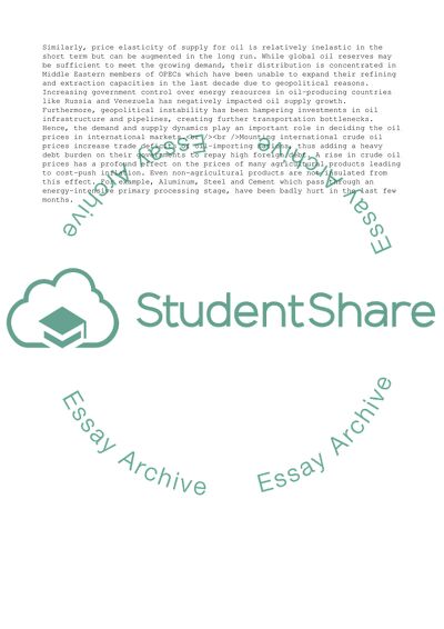 Economic Profile of Oil Industry