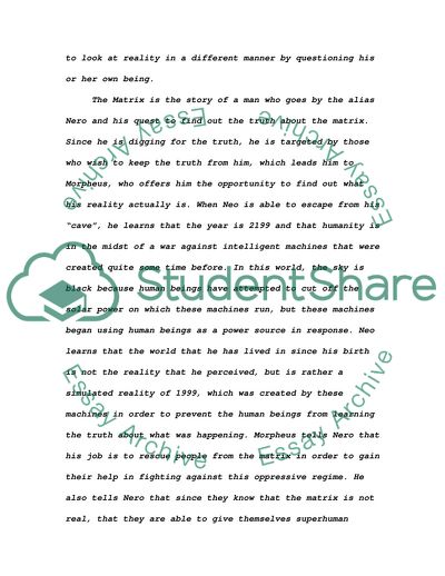 Comparison of The Matrix by Wachowski and The Truman Show by Peter Weir