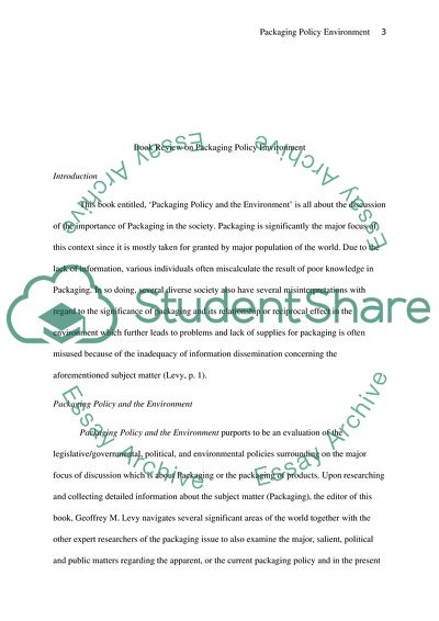 Reciprocal Effect in Packaging Policy and the Environment by Levy