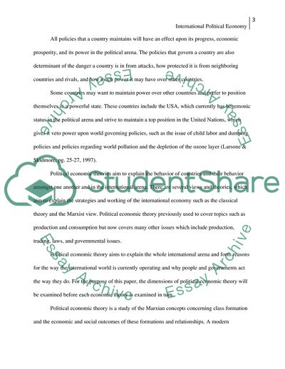 The Main Aspects of International Political Economy