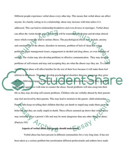 Interpersonal Communication: Verbal Abuse