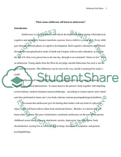 What causes deliberate self harm in adolescence