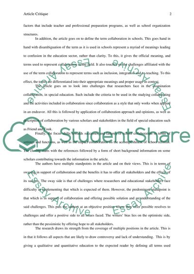 The State of the Art of Collaboration on Behalf of Students with Disabilities