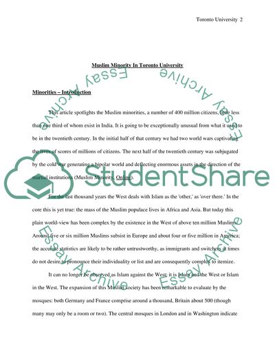 Muslim Minority in Toronto University