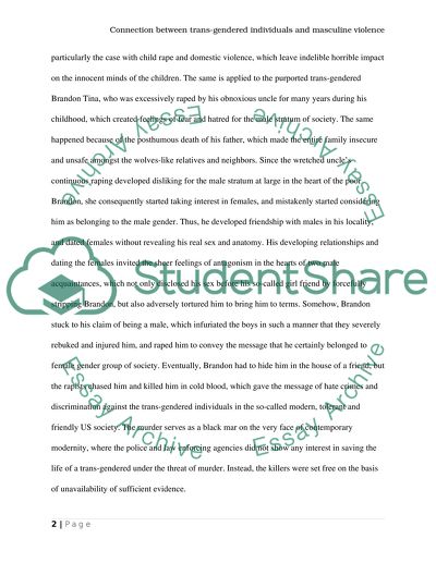 What is the connection between transgendered individuals and masculine violence