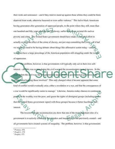 The Historical Lessons of the Reconstruction Era and Cotemporary Times