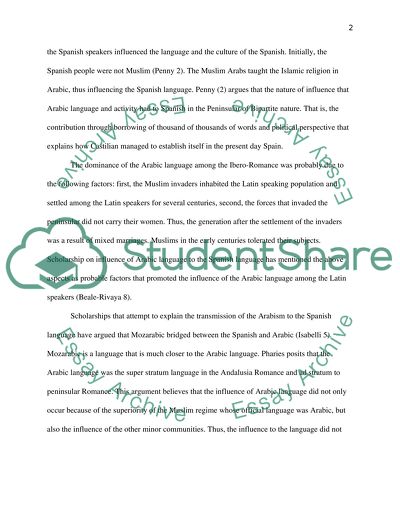 Influence of Arabic on Spanish language up to the 15th century