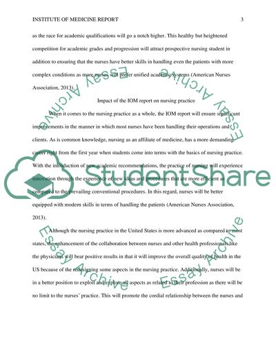 Impact of the Institute of Medicine Report on Nurses