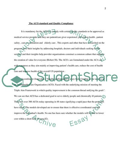 Accountable Care Organizations from the ACA