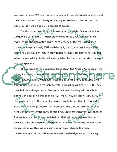 Address to the Loyal Citizens and Congress of the USA Adopted by Convention of Negroes