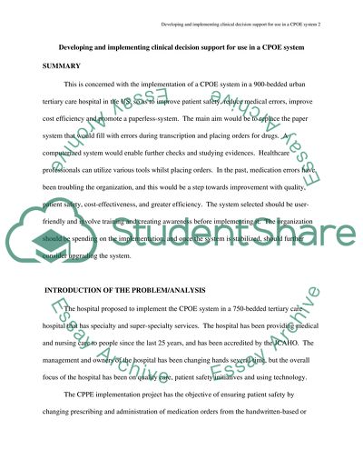 Clinical Decision Support for Use in a CPOE System