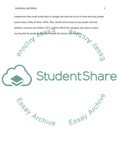 Learning Disabilities and Stereotyping