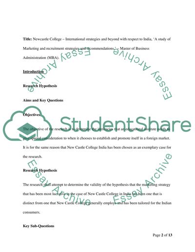Newcastle College international strategies and beyond with respect to India