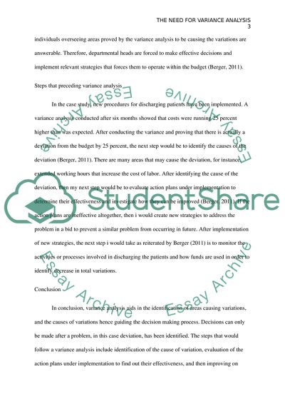 The Need for Variance Analysis