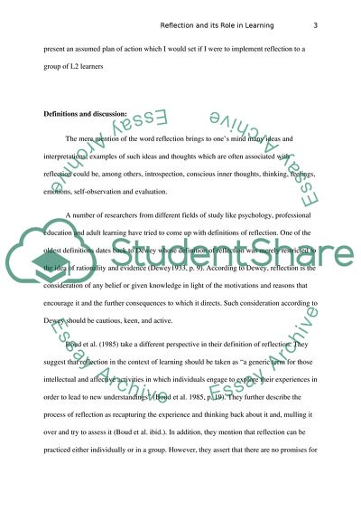 Reflection and its Role in Learning