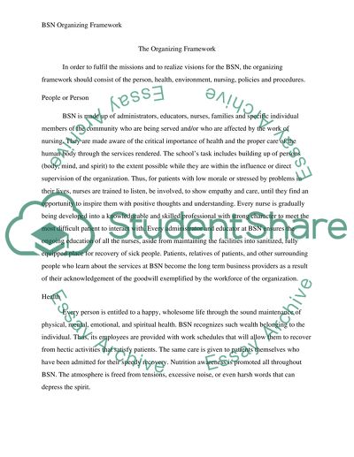 Organizing Framework Education Assignment