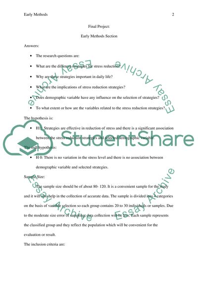 Final Project: Early Methods Section