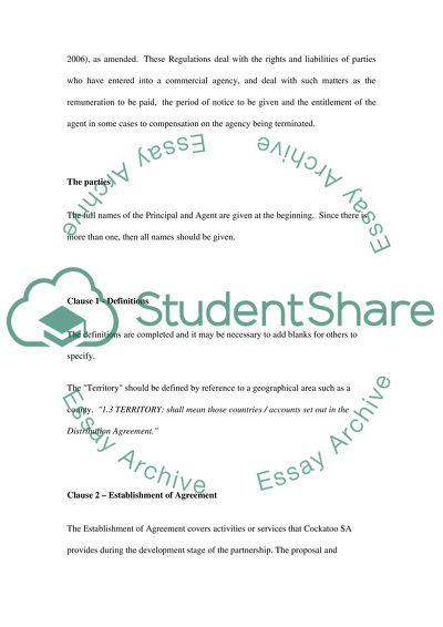 Issues on Commercial Agency Agreement