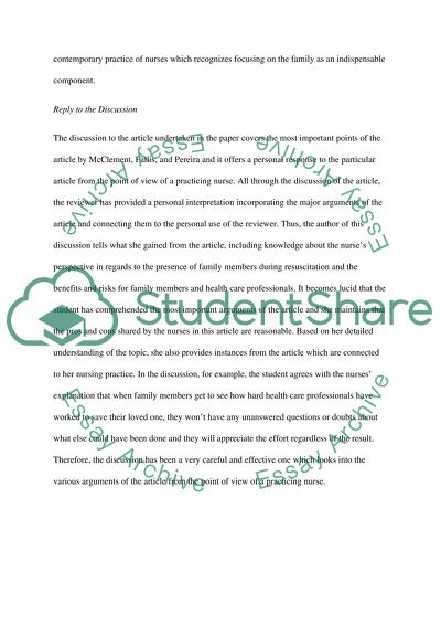 DISCUSSION AND REPLY TO A DISCUSSION( 4th year Nursing course)