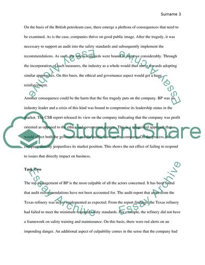 Ethics and Governance Relating to BP