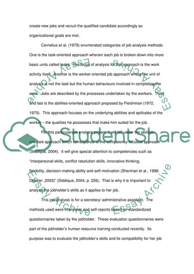 Job Analysis of a Secretary
