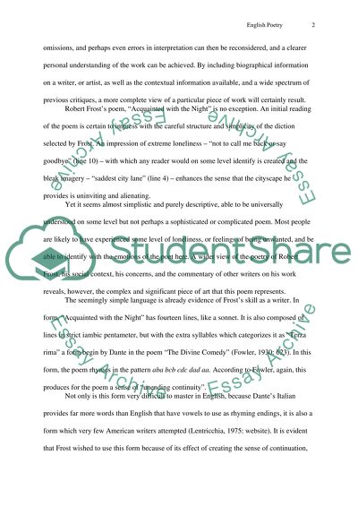 Acquainted with the Night by Robert Frost