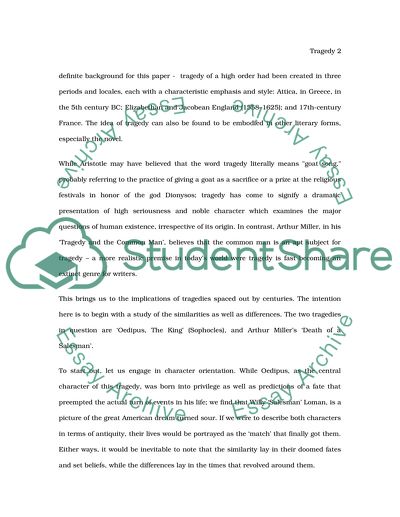 Oedipus the King and Death of a Salesman as Tragedies