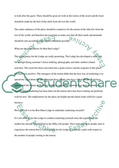 Ben Hou Lodge And Characteristics Of Market Segment