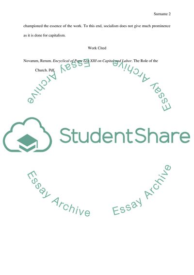 Rerum Novarum, especially its treatment of Socialism and Capitalism