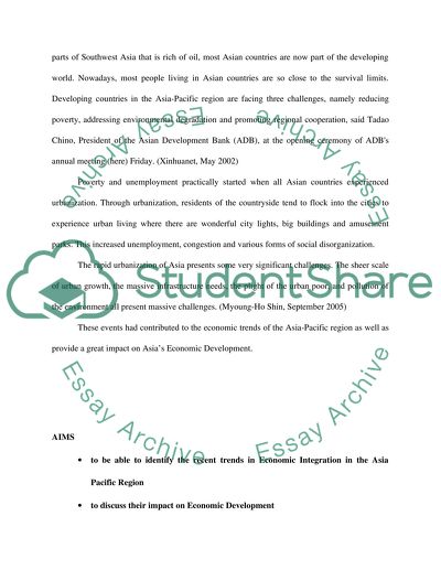 Recent Trends in Economic Integration in the Asia Pacific Region
