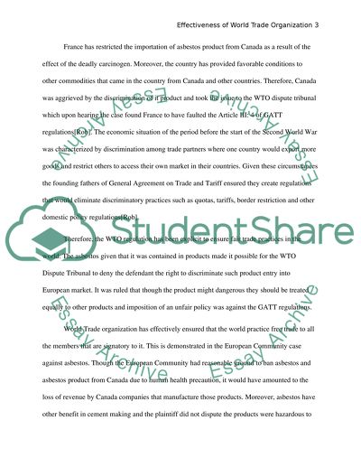 Effectiveness of World Trade Organization