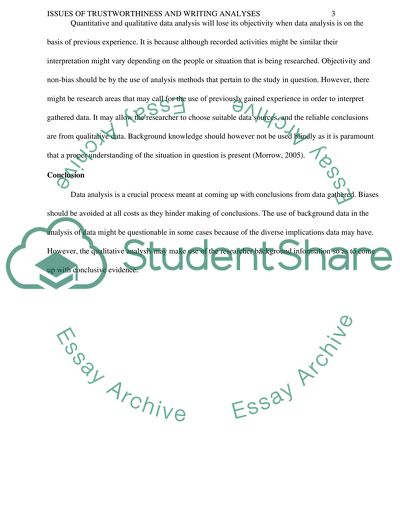 Issues of Trustworthiness and Writing Analyses