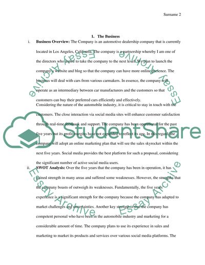 Social Media Marketing Plan for Automotive Dealership