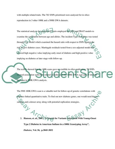 Genotyping to Identify the Candidate Genes of Type 2 Diabetes