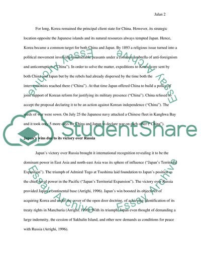 Acquisition of Empire. Japans wins due to its victory over China