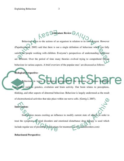 Explaining behaviour