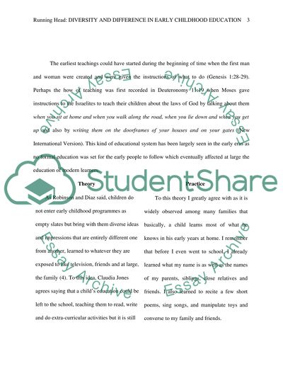 Diversity and Difference in Early Childhood Education