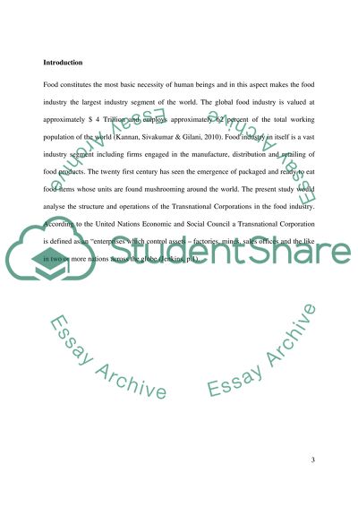 TNCs in the Food Industry