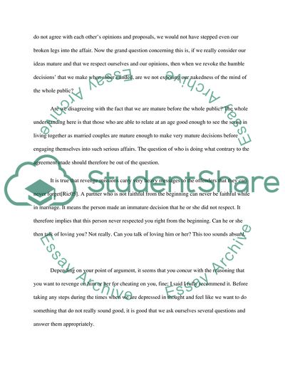 Dealing with Unfaithfulness in Relationships